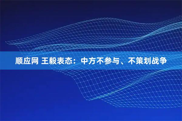 顺应网 王毅表态：中方不参与、不策划战争