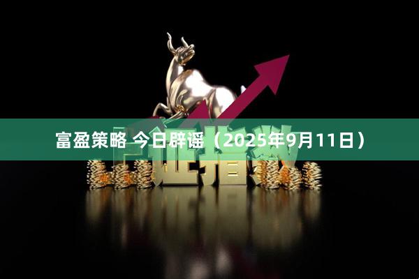 富盈策略 今日辟谣（2025年9月11日）